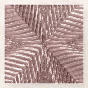 Rose Gold Pink Art Deco Metallic Elegant Glass 20s Coaster