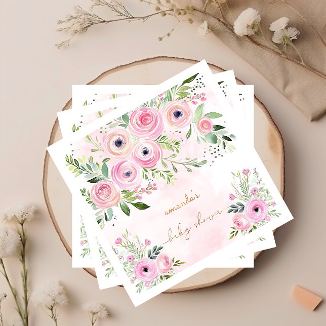 Rose Gold Pink Baby Shower Napkin (Creator Uploaded)