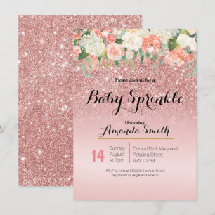 Rose Gold Pink Baby Sprinkle invitation