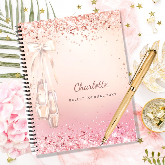 Rose gold pink ballet dance monogram notebook (Creator Uploaded)