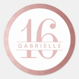 Rose Gold Pink Birthday Favour Sticker Label