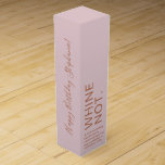 Rose Gold Pink Birthday Funny Custom Name Wine Box<br><div class="desc">Funny pink rose custom personalised wine bottle box for a wine birthday gift of rosé or prosecco or champagne reads "2000-something blend of grapes as smashed as we're about to be!" is perfect for your wino drinking buddy and bestie bevy drinkers. Change the background colour and fonts by clicking 'customise...</div>
