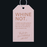 Rose Gold Pink Birthday Funny Custom Wine Favour Gift Tags<br><div class="desc">Funny pink rose custom personalised wine bottle favour tags for a wine birthday party favour of rosé or prosecco or champagne reads "2000-something blend of grapes as smashed as we're about to be!" is perfect for your wino drinking buddy and bestie bevy drinkers. Change the background colour and fonts by...</div>