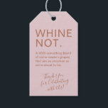 Rose Gold Pink Birthday Funny Custom Wine Favour Gift Tags<br><div class="desc">Funny pink rose custom personalised wine bottle favour tags for a wine birthday party favour of rosé or prosecco or champagne reads "2000-something blend of grapes as smashed as we're about to be!" is perfect for your wino drinking buddy and bestie bevy drinkers. Change the background colour and fonts by...</div>