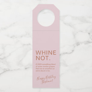 Rose Gold Pink Birthday Funny Custom Wine Label Bottle Tag