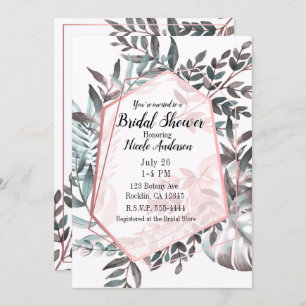 Rose Gold Pink Blush Botanical Bridal Shower Invitation