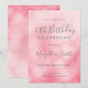 Rose Gold Pink Blush Foil 40th Birthday Glitter Invitation