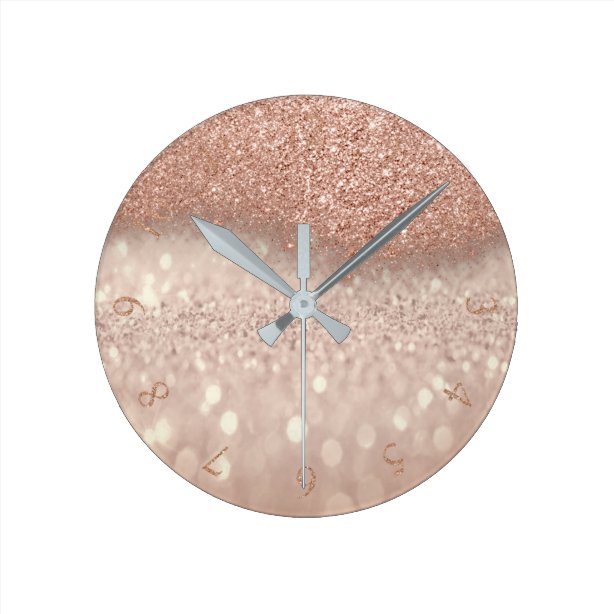 Gold Glitter Wall Clocks Zazzle UK