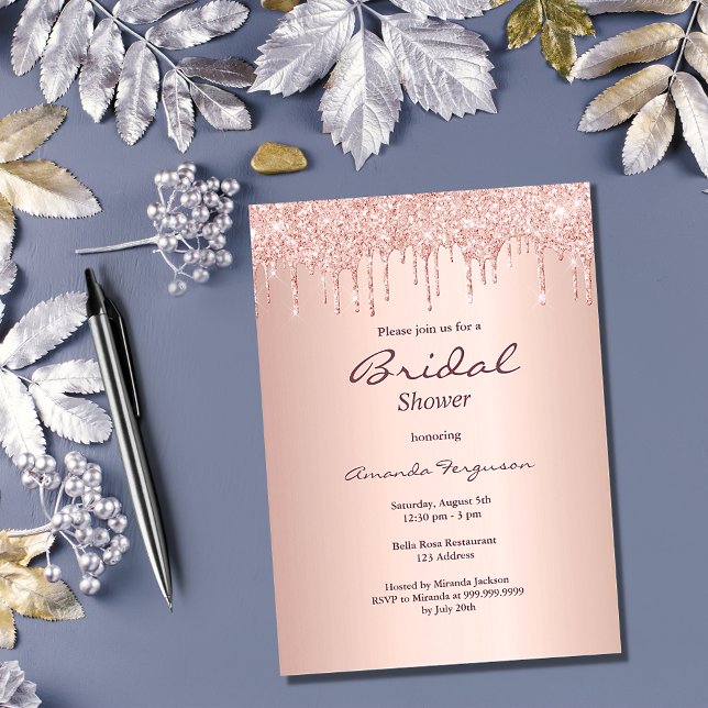Rose gold pink bridal shower invitation (Creator Uploaded)