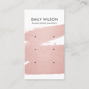 ROSE GOLD PINK BRUSH STROKE 3 STUD EARRING DISPLAY BUSINESS CARD