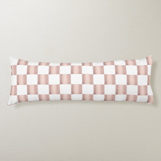 Rose Gold Pink Chequerboard Pattern   Body Cushion (Front)