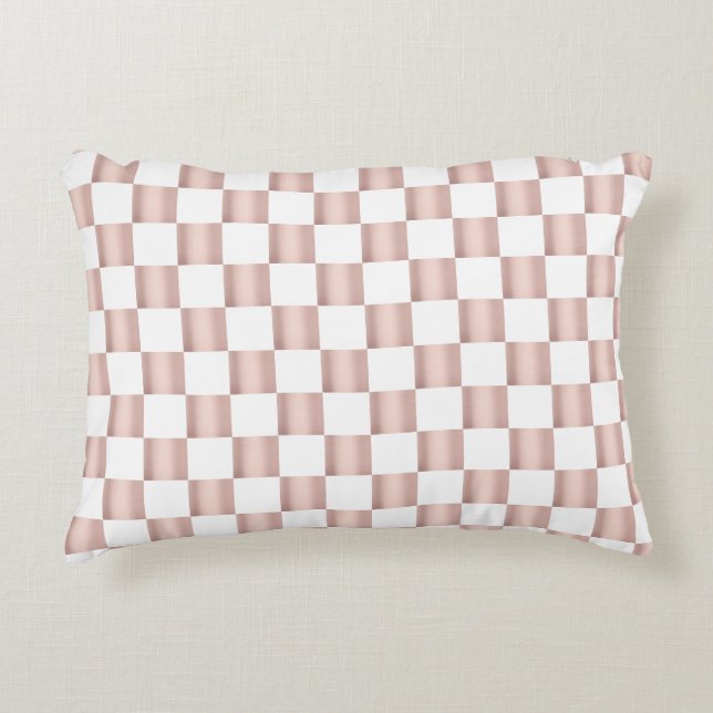 Rose Gold Pink Chequerboard Pattern  Decorative Cushion (Front)