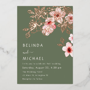 Rose Gold Pink Cherry Blossom Casual Wedding