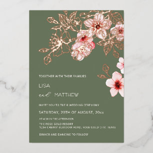 Rose Gold Pink Cherry Blossom Casual Wedding