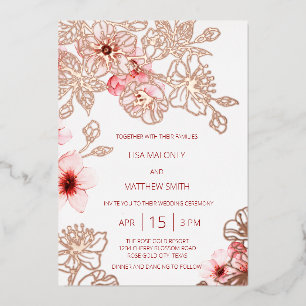 Rose Gold  Pink Cherry Blossom Wedding