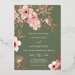 Rose Gold  Pink Cherry Blossom Wedding