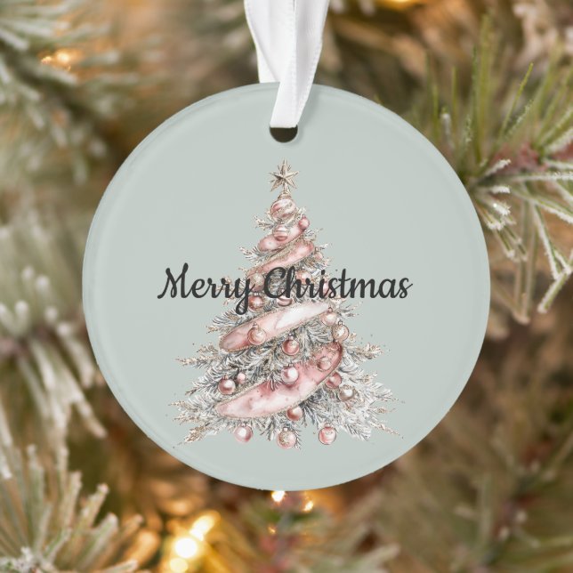 Rose Gold Pink Christmas Tree Ornament (Tree)