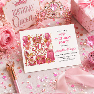Rose Gold Pink Confetti 30th Birthday Celebration Invitation