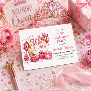 Rose Gold Pink Confetti Thirty Birthday Party Invi Invitation