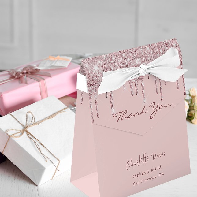 Rose gold pink drips business QR code Favour Box (Creator Uploaded)