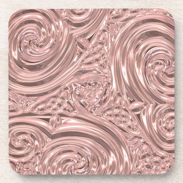 Rose gold pink elegant victorian coaster (Front)