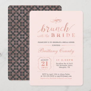 Rose Gold & Pink   Elegant Wedding Bridal Brunch Invitation