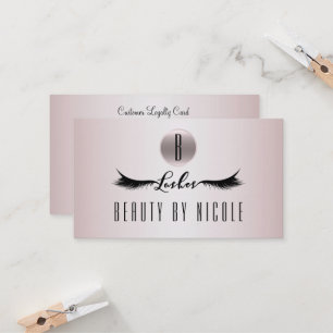 Rose Gold Pink Eyelashes Customer Loyalty Card