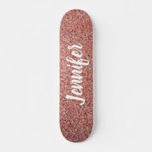 Rose Gold Pink Faux Glitter Personalised Skateboard