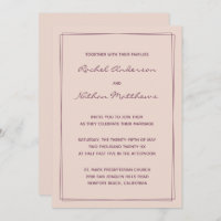 Rose Gold Pink / Fig Ink Wedding Invitations