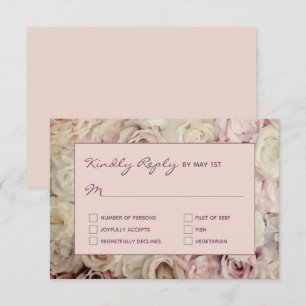 Rose Gold Pink / Fig RSVP Cards Rose Background