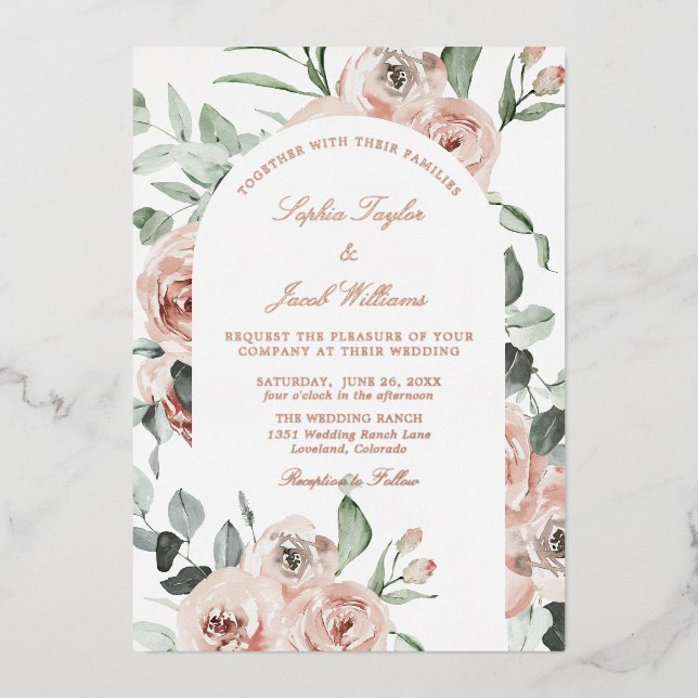 Rose Gold Pink Floral Eucalyptus Wedding (Front)