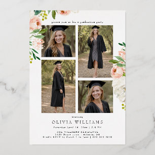Rose Gold Pink Floral Graduate Photo Graduation