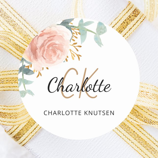 Rose gold pink floral greenery Quinceanera Classic Round Sticker (Creator Uploaded)