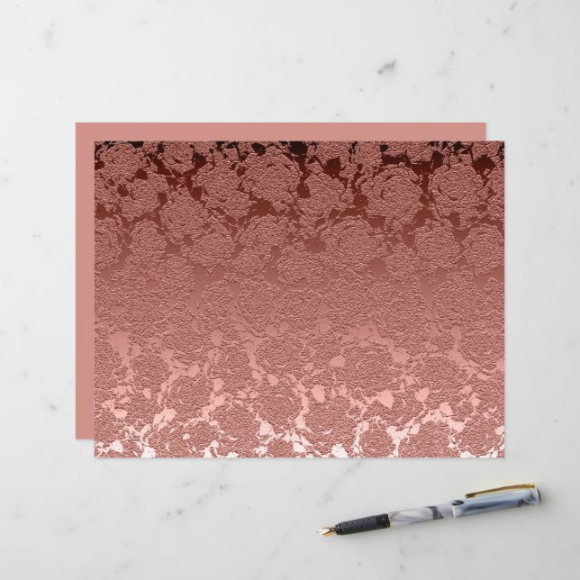 Rose Gold Pink Floral Succulent Pattern Metallic (Front/Back In Situ)