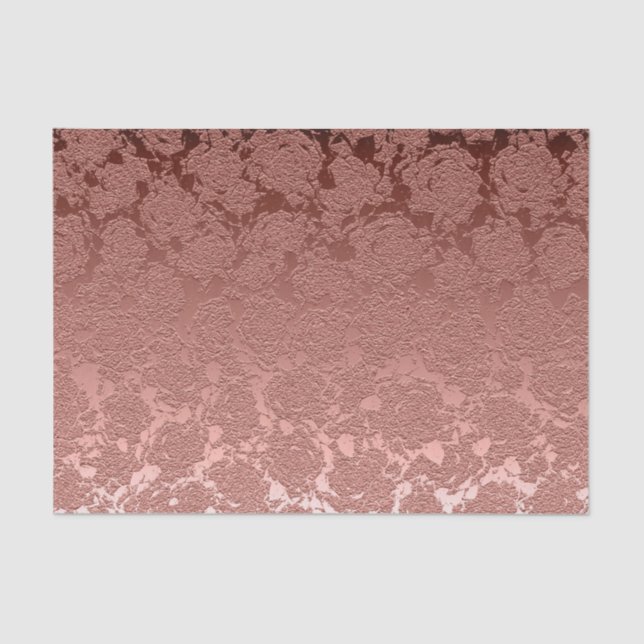 Rose Gold Pink Floral Succulent Pattern Metallic Tissue Paper (Front)