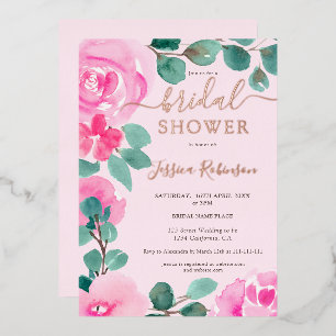 Rose Gold pink floral watercolor bridal shower