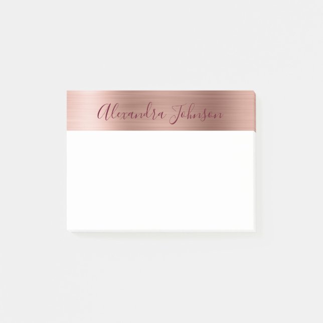 Rose Gold Pink Foil Burgundy Professional Business Post-it Notes (Front)