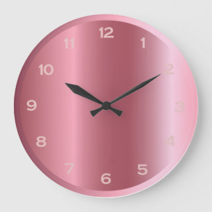 Rose Gold Pink Foil Metallic Look Girly Decor Large Clock