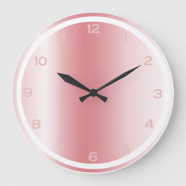 Rose Gold Pink Foil Metallic Look Girly Decor Large Clock (Front)