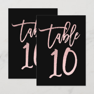 Rose Gold Pink Foil Modern Script Table Number 10