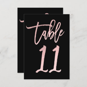 Rose Gold Pink Foil Modern Script Table Number 11