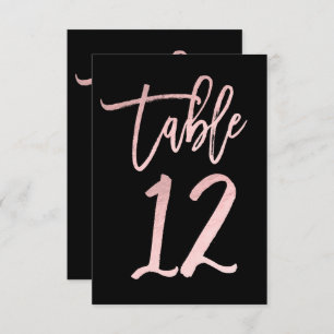 Rose Gold Pink Foil Modern Script Table Number 12