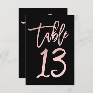 Rose Gold Pink Foil Modern Script Table Number 13