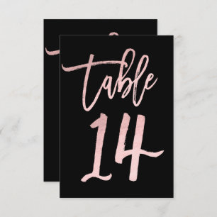 Rose Gold Pink Foil Modern Script Table Number 14