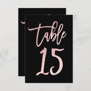 Rose Gold Pink Foil Modern Script Table Number 15