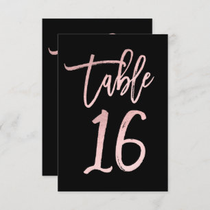 Rose Gold Pink Foil Modern Script Table Number 16