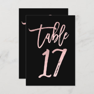 Rose Gold Pink Foil Modern Script Table Number 17