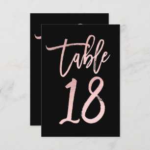 Rose Gold Pink Foil Modern Script Table Number 18