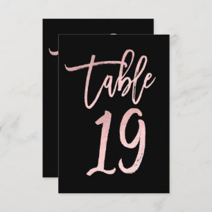 Rose Gold Pink Foil Modern Script Table Number 19