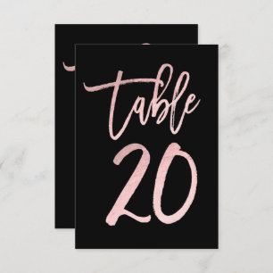 Rose Gold Pink Foil Modern Script Table Number 20